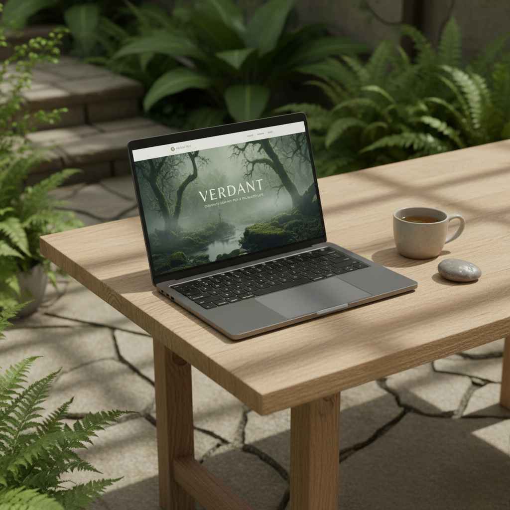 Verdant brand identity in natural setting
